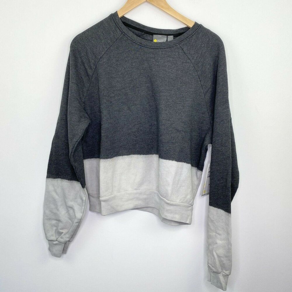 Zella Grey Forged Dip Dye Long Sleeve‎ Crewneck Sweatshirt Women's Size M